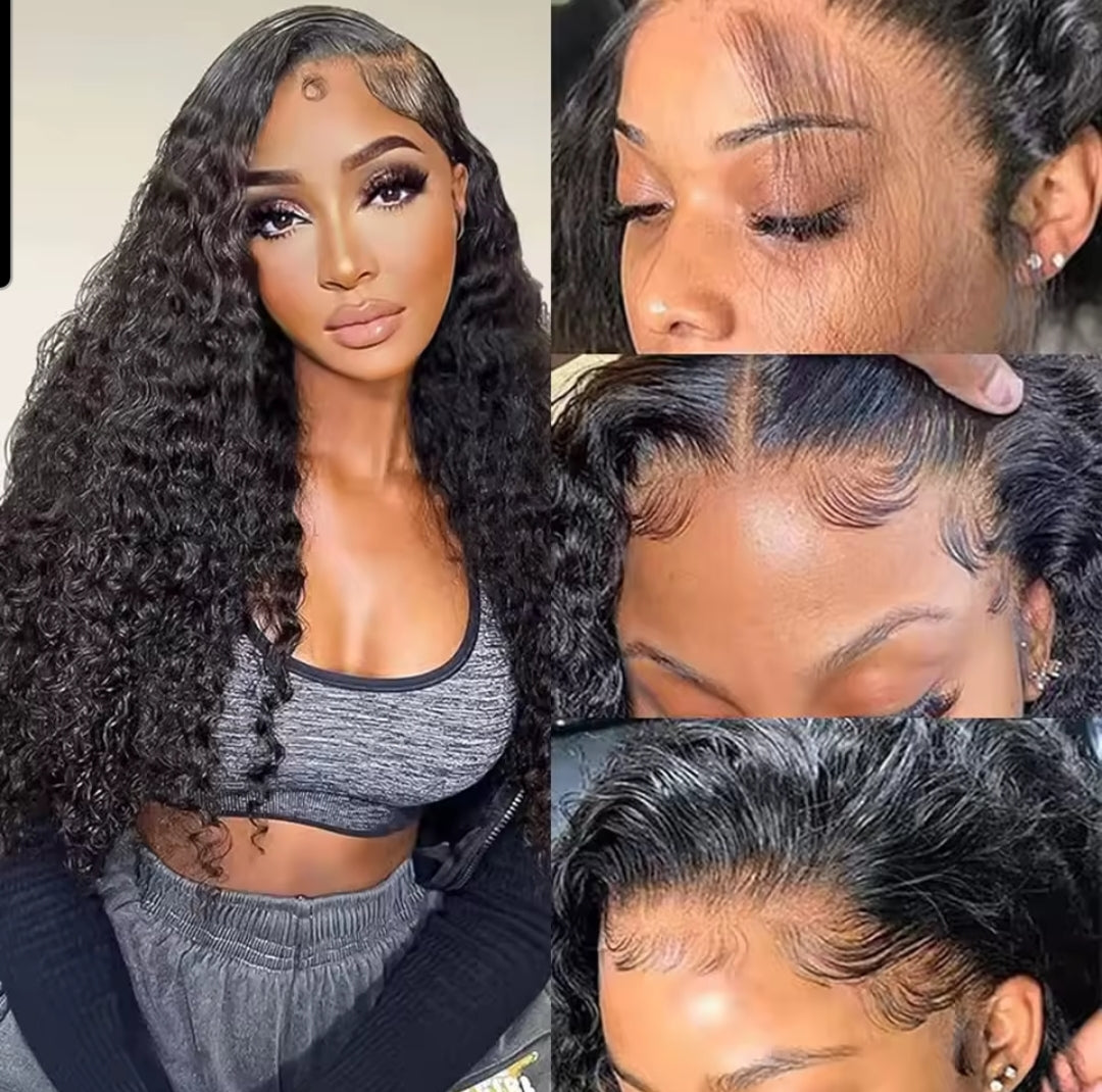Transparent 13x4 13x6 HD Water Wave Lace Front Wigs Curly Human Hair Wigs Deep Wave Lace Frontal Wigs For Women Pre Plucked