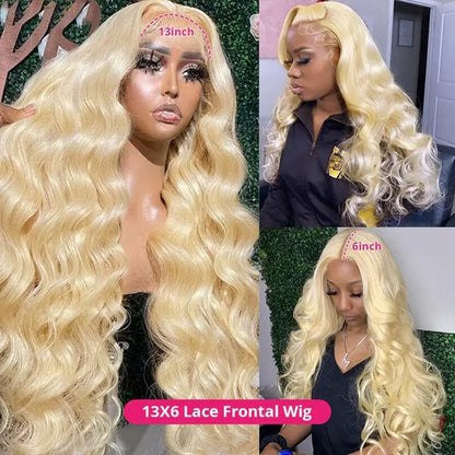 Lolly 40 Inch 613 Blonde Lace Front Wig Body Wave 13X4 HD Lace Front Human Hair Wigs Pre Plucked Blonde Wigs