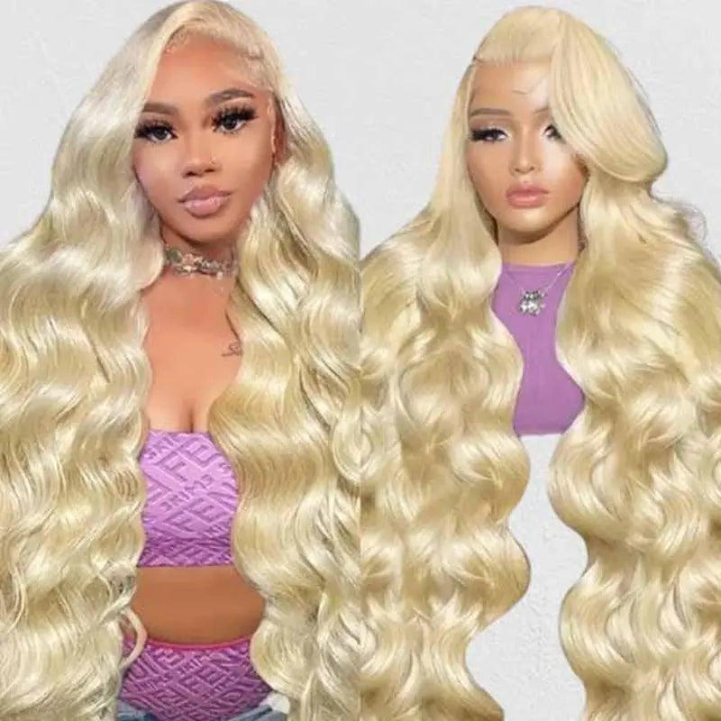 Lolly 40 Inch 613 Blonde Lace Front Wig Body Wave 13X4 HD Lace Front Human Hair Wigs Pre Plucked Blonde Wigs