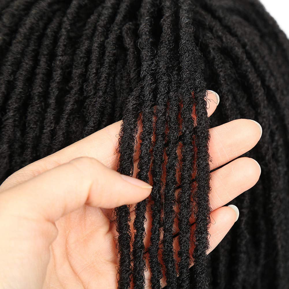 Short Dreadlock Wigs for Black Women and Men Afro Crochet Twist Braided Faux Locs Wig for African Americans Curly Braiding Full Wigs (Black Wig)