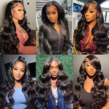 28 Inch Body Wave Full Lace Frontal Wigs Human Hair 180% Brazilian Virgin Body Wave Pre Plucked with Baby Hair Pre Bleached 