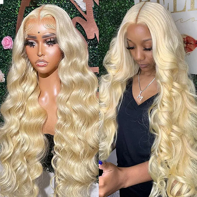 Lolly 40 Inch 613 Blonde Lace Front Wig Body Wave 13X4 HD Lace Front Human Hair Wigs Pre Plucked Blonde Wigs