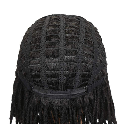 Short Dreadlock Wigs for Black Women and Men Afro Crochet Twist Braided Faux Locs Wig for African Americans Curly Braiding Full Wigs (Black Wig)