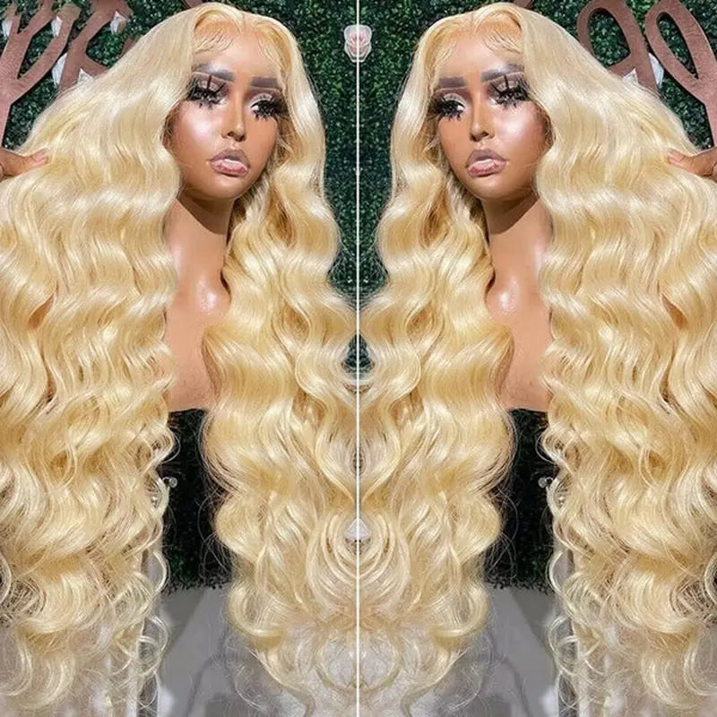 Lolly 40 Inch 613 Blonde Lace Front Wig Body Wave 13X4 HD Lace Front Human Hair Wigs Pre Plucked Blonde Wigs