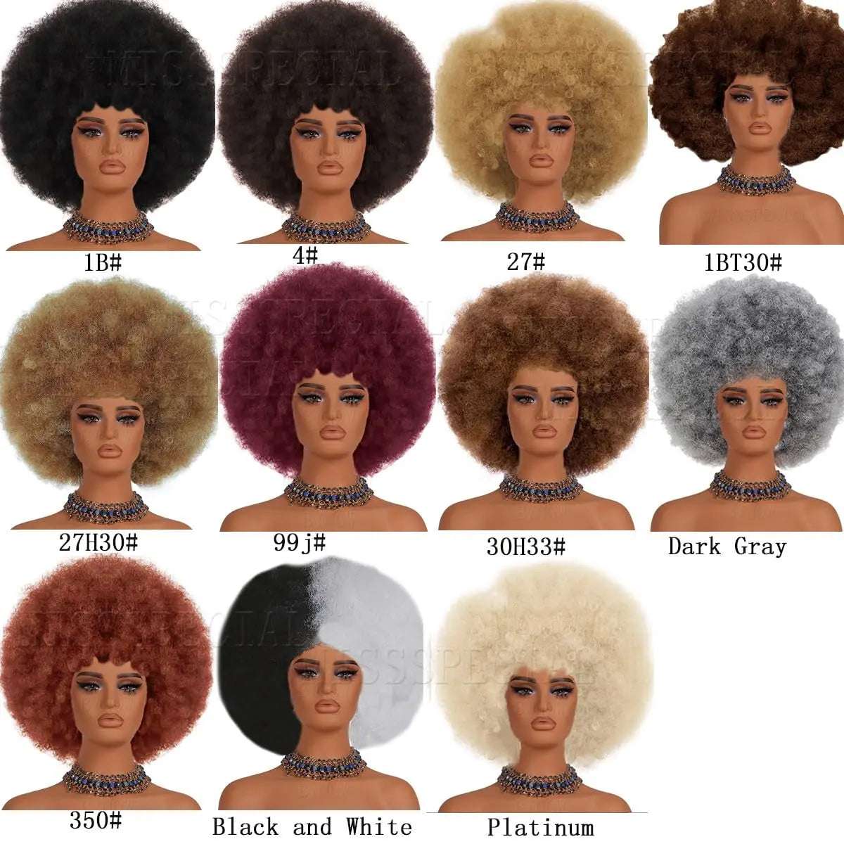 Afro Wig 70S Curly Wigs for Black Women Glueless Afro Wigs Large Bouncy and Soft Natural Looking Full Wigs Big Afro Puff Wig with Bangs Synthetic Hair Afro Wig for Daily (27#)