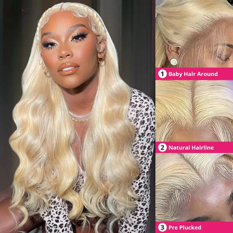 Lolly 40 Inch 613 Blonde Lace Front Wig Body Wave 13X4 HD Lace Front Human Hair Wigs Pre Plucked Blonde Wigs