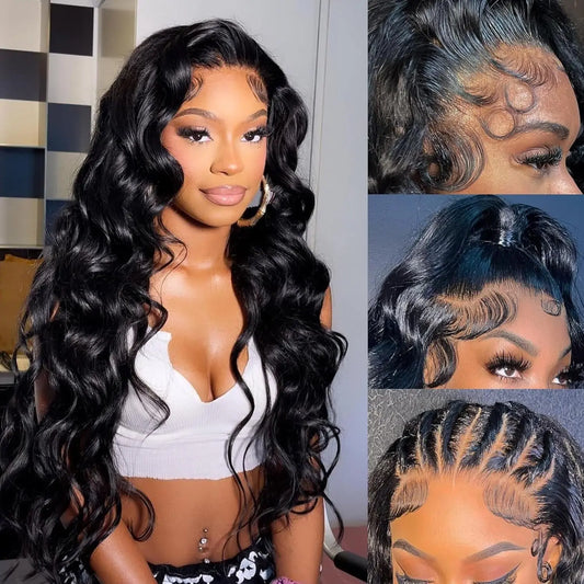 Body Wave Lace Front Wigs Human Hair Pre Plucked Hairline with Baby Hair 180% Density Brazilian Glueless 28 Inch