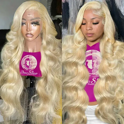 Lolly 40 Inch 613 Blonde Lace Front Wig Body Wave 13X4 HD Lace Front Human Hair Wigs Pre Plucked Blonde Wigs