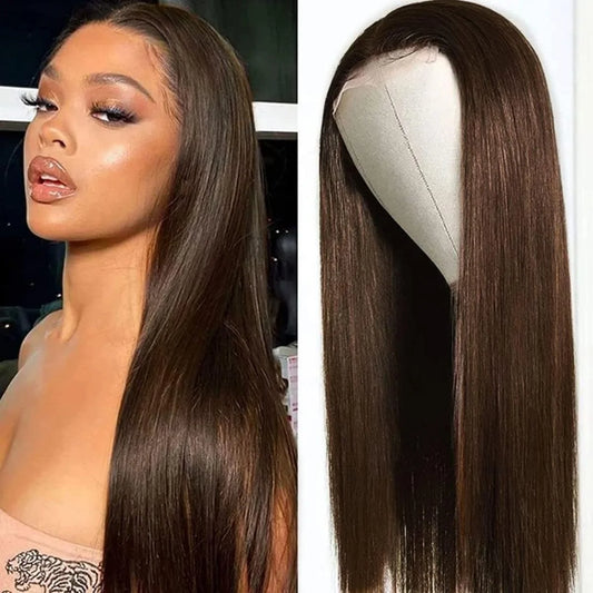 Straight 5X5 HD Glueless Lace Front Wigs for Women Human Hair，#2 Dark Brown Pre Plucked with Baby Hair 150% Density Brazilian Virgin Human Hair Wig 26Inch