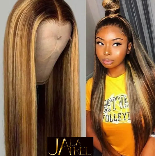 Brown Highlight Ombre Human Hair Long Brazilian Wig⭐⭐⭐⭐ Jay La Trel