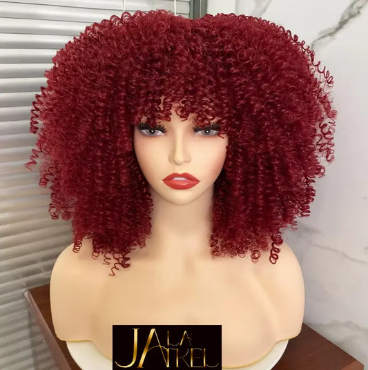 Short Hair Afro Kinky Curly Wigs with Bangs Synthetic ⭐⭐⭐⭐ Jay La Trel