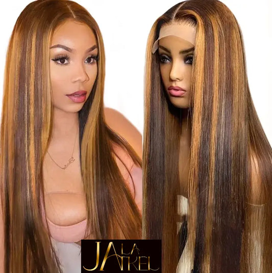 Highlight Ombre Straight Glueless Lace Frontal Human Hair Wig 