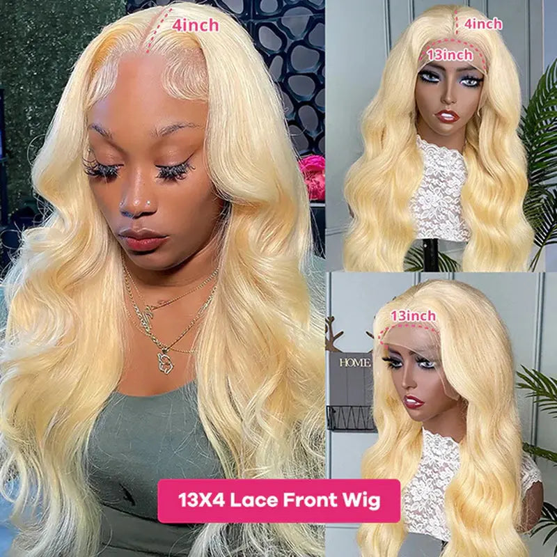 Lolly 40 Inch 613 Blonde Lace Front Wig Body Wave 13X4 HD Lace Front Human Hair Wigs Pre Plucked Blonde Wigs