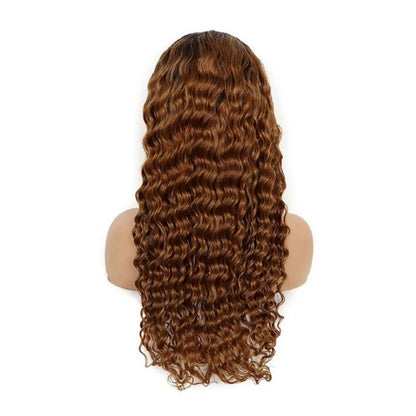 Omber Dark Brown 30 Jerry Curly Lace Front Wigs Human Hair Colored Lace Frontal Wig for Women 4X4 HD Lace Blonde Curly Wig Human Hair Pre Plucked with Baby Hair 200% Density