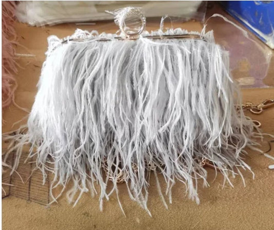 Women Bags Handbags Famous Brands Ostrich Feather Clutch Luxury Handbags Women Bags Designer Chain Evening Party Clutch Bag