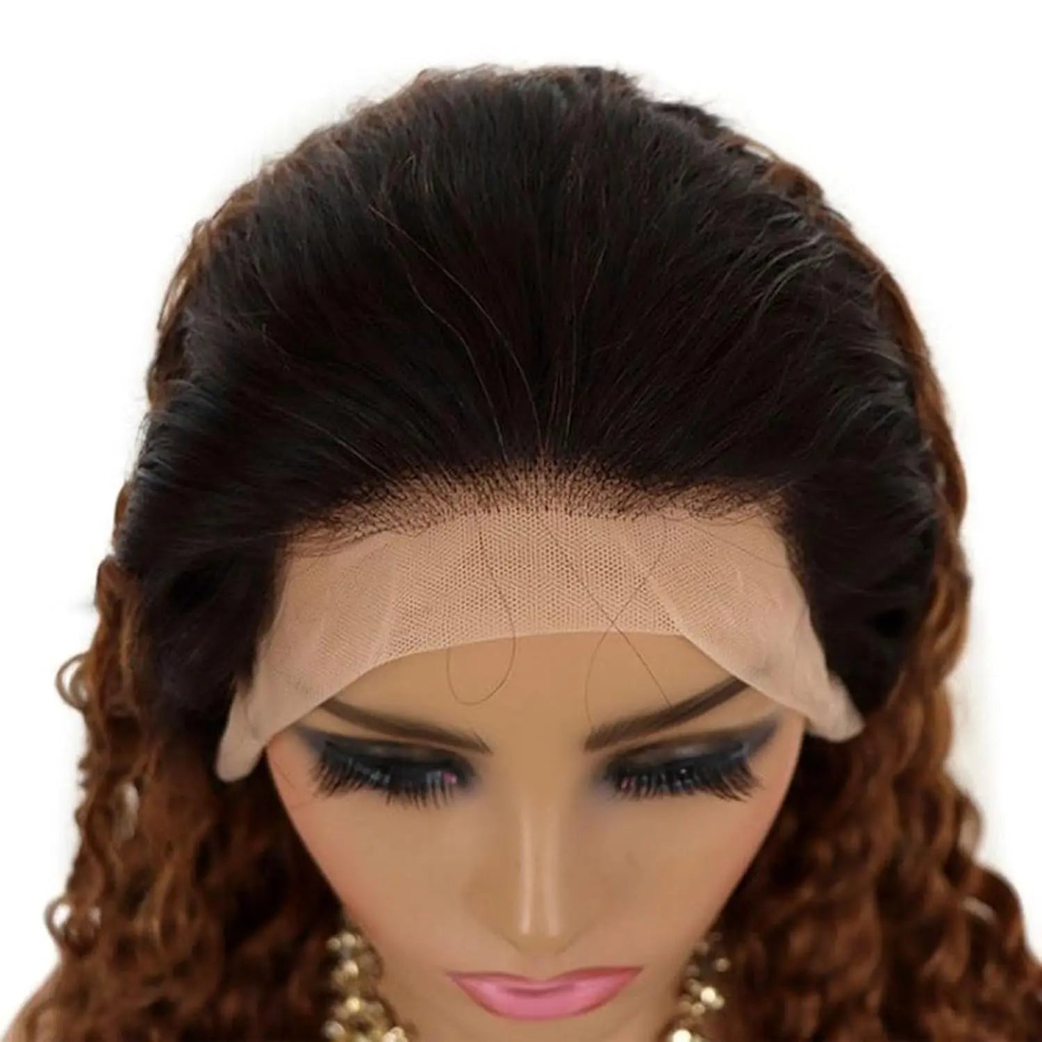 Omber Dark Brown 30 Jerry Curly Lace Front Wigs Human Hair Colored Lace Frontal Wig for Women 4X4 HD Lace Blonde Curly Wig Human Hair Pre Plucked with Baby Hair 200% Density