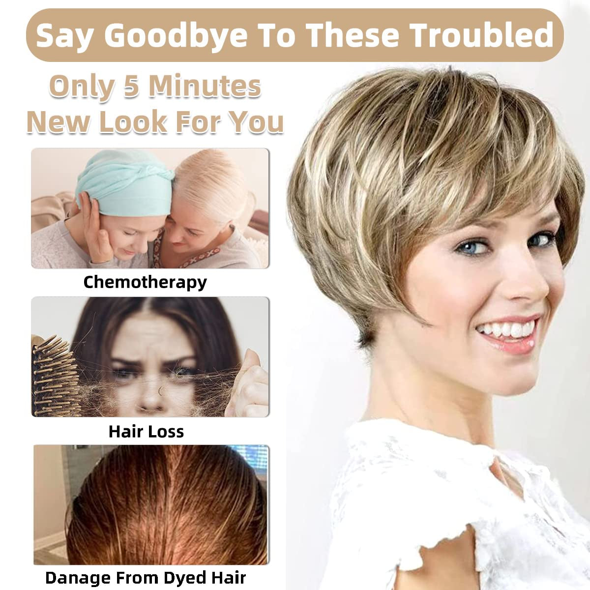 Pixie Cut Short Stylish Fluffy Layer Wig 