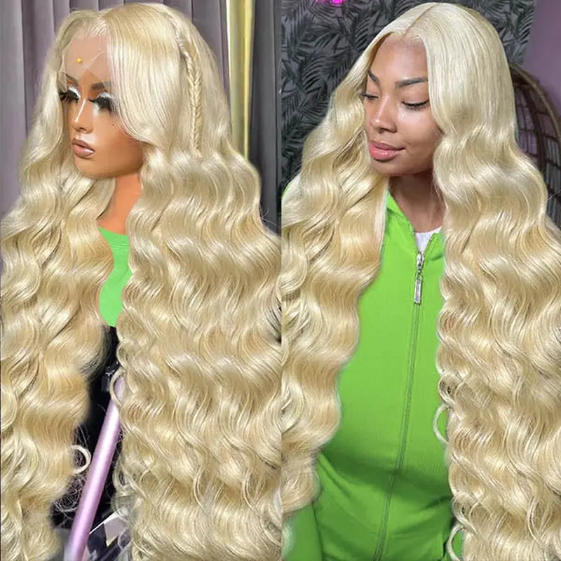 Lolly 40 Inch 613 Blonde Lace Front Wig Body Wave 13X4 HD Lace Front Human Hair Wigs Pre Plucked Blonde Wigs